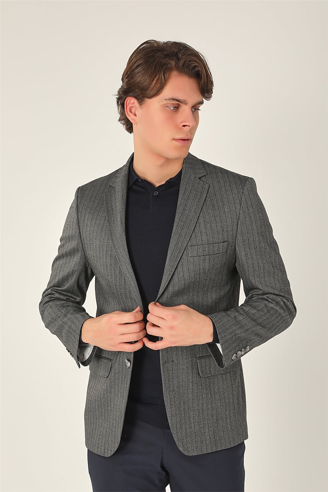 Gri Regular Fit 4 Drop Ceket