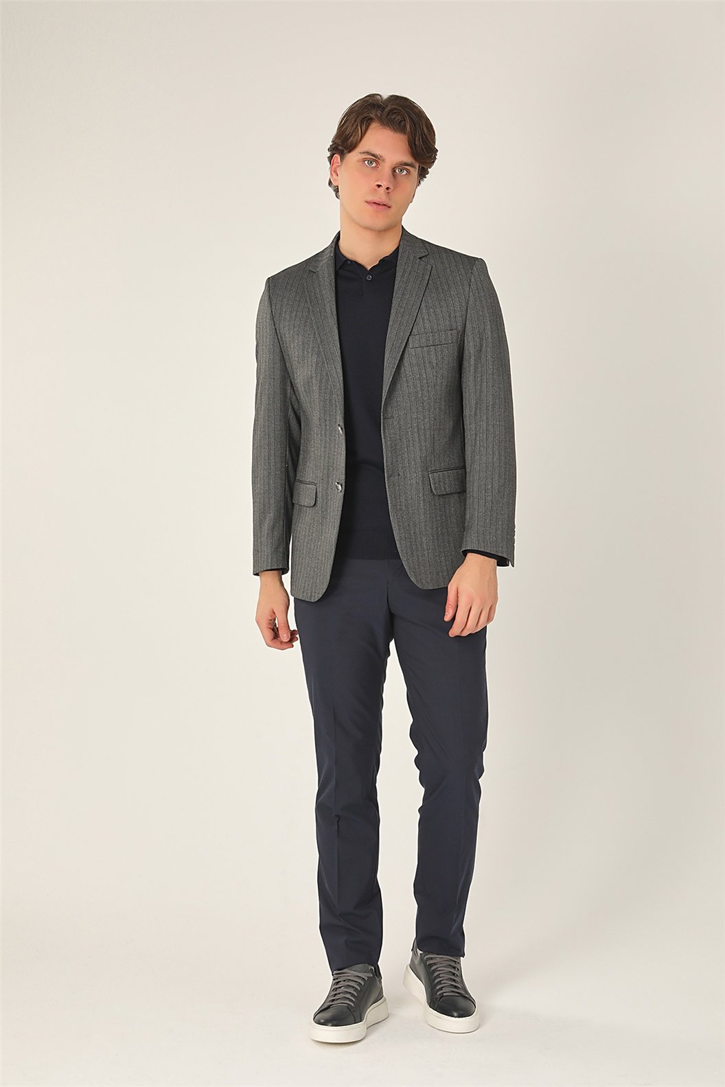 Gri Regular Fit 4 Drop Ceket