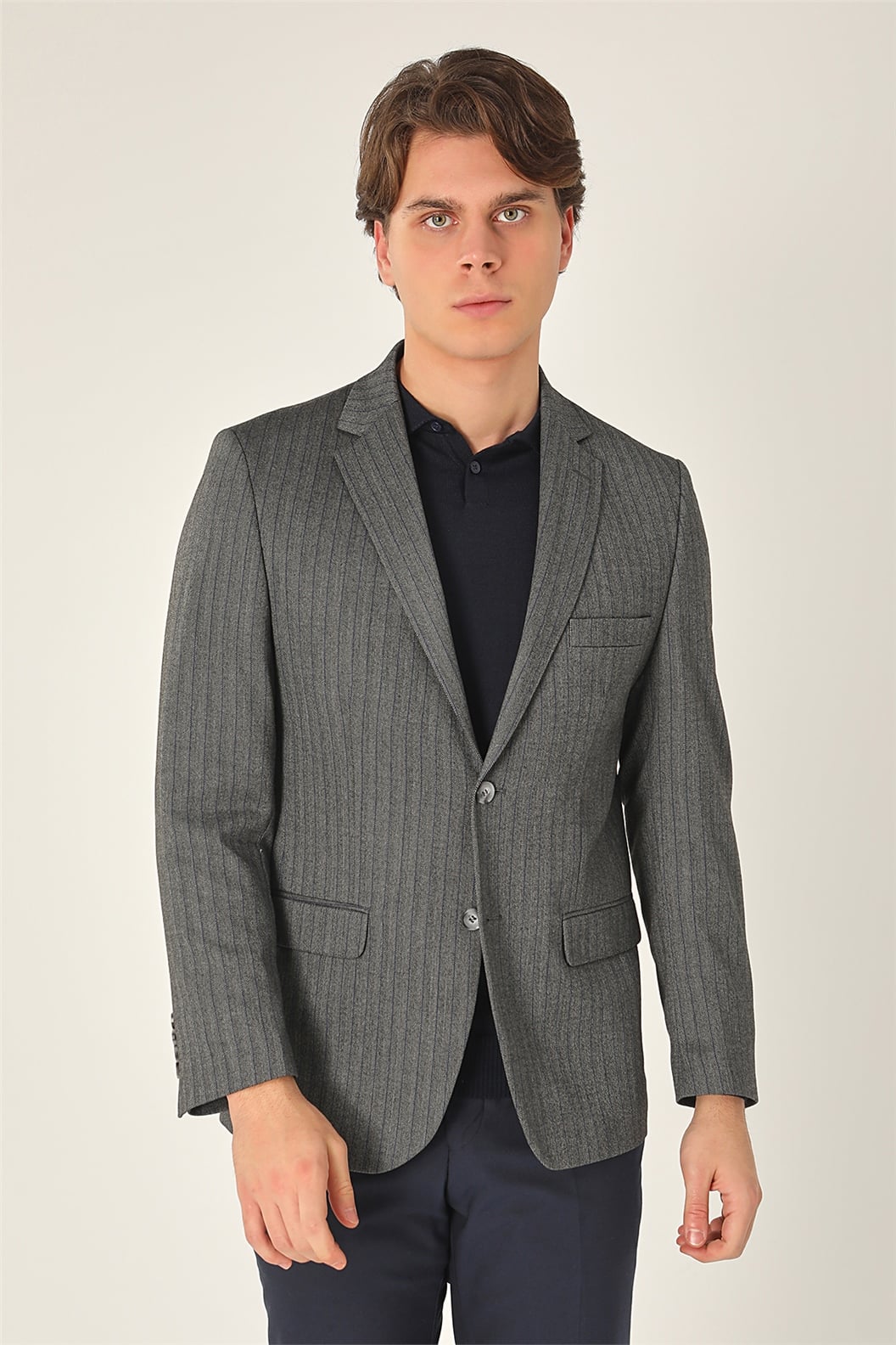 Gri Regular Fit 4 Drop Ceket