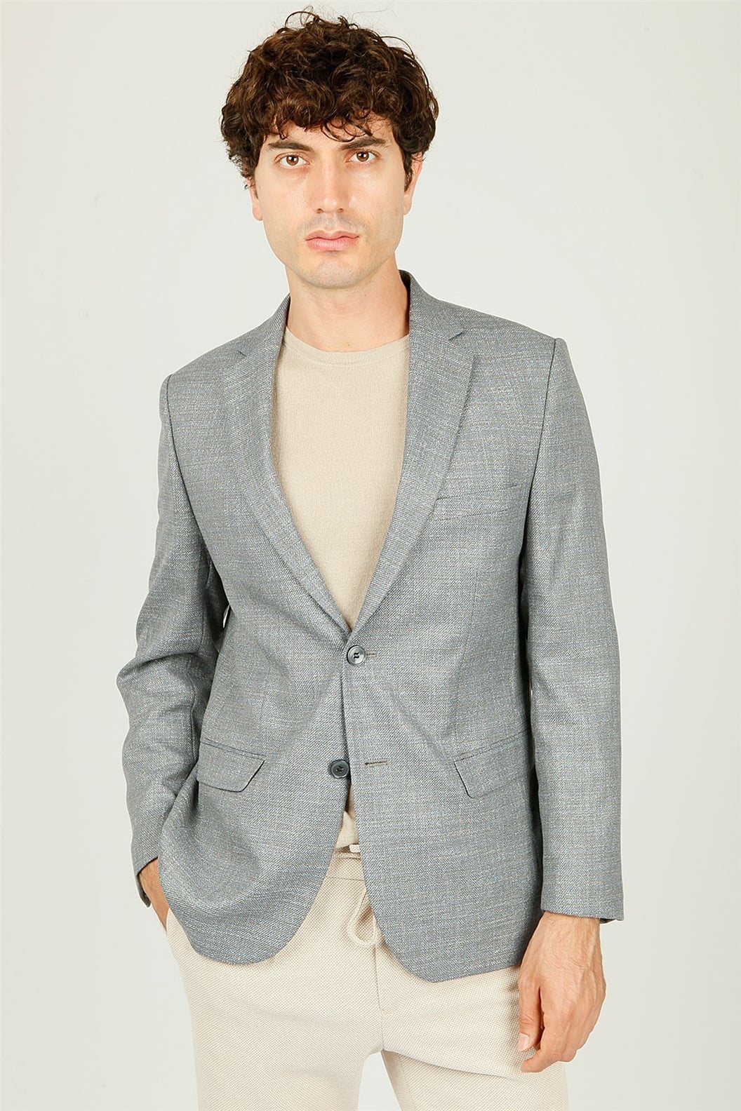Gri Regular Fit 4 Drop Ceket