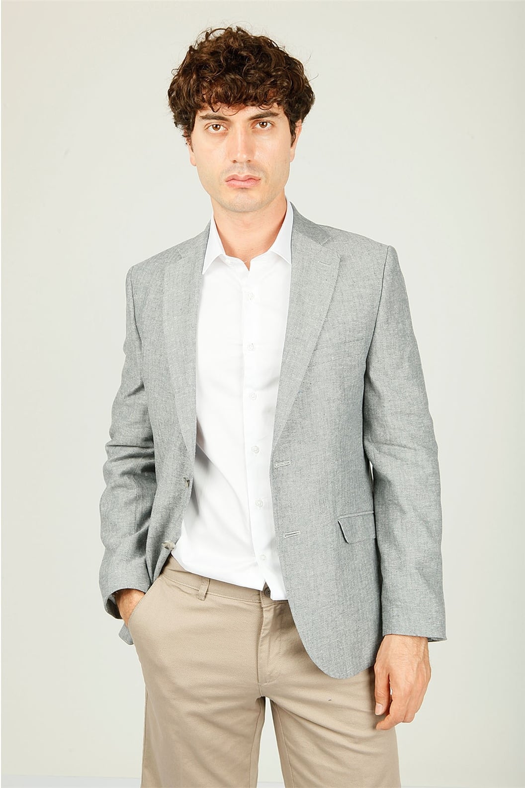 Gri Regular Fit 6 Drop Ceket