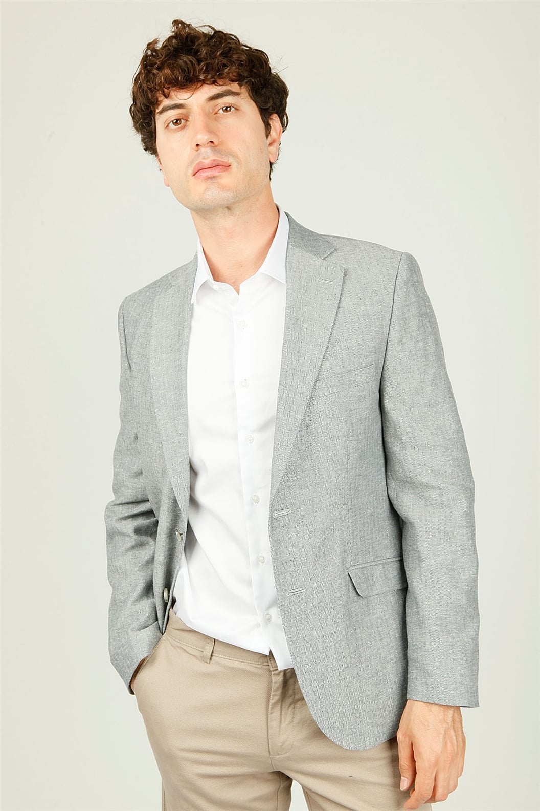 Gri Regular Fit 6 Drop Ceket