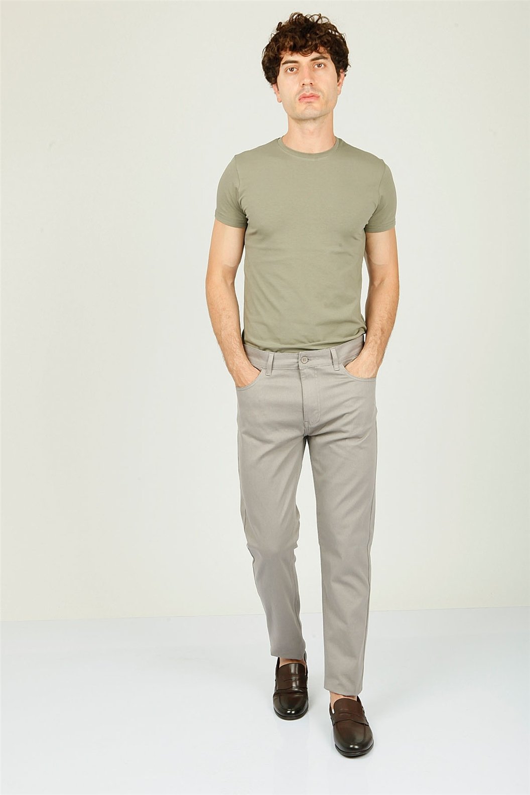 Gri Slim Fit 5 Cep Pantolon