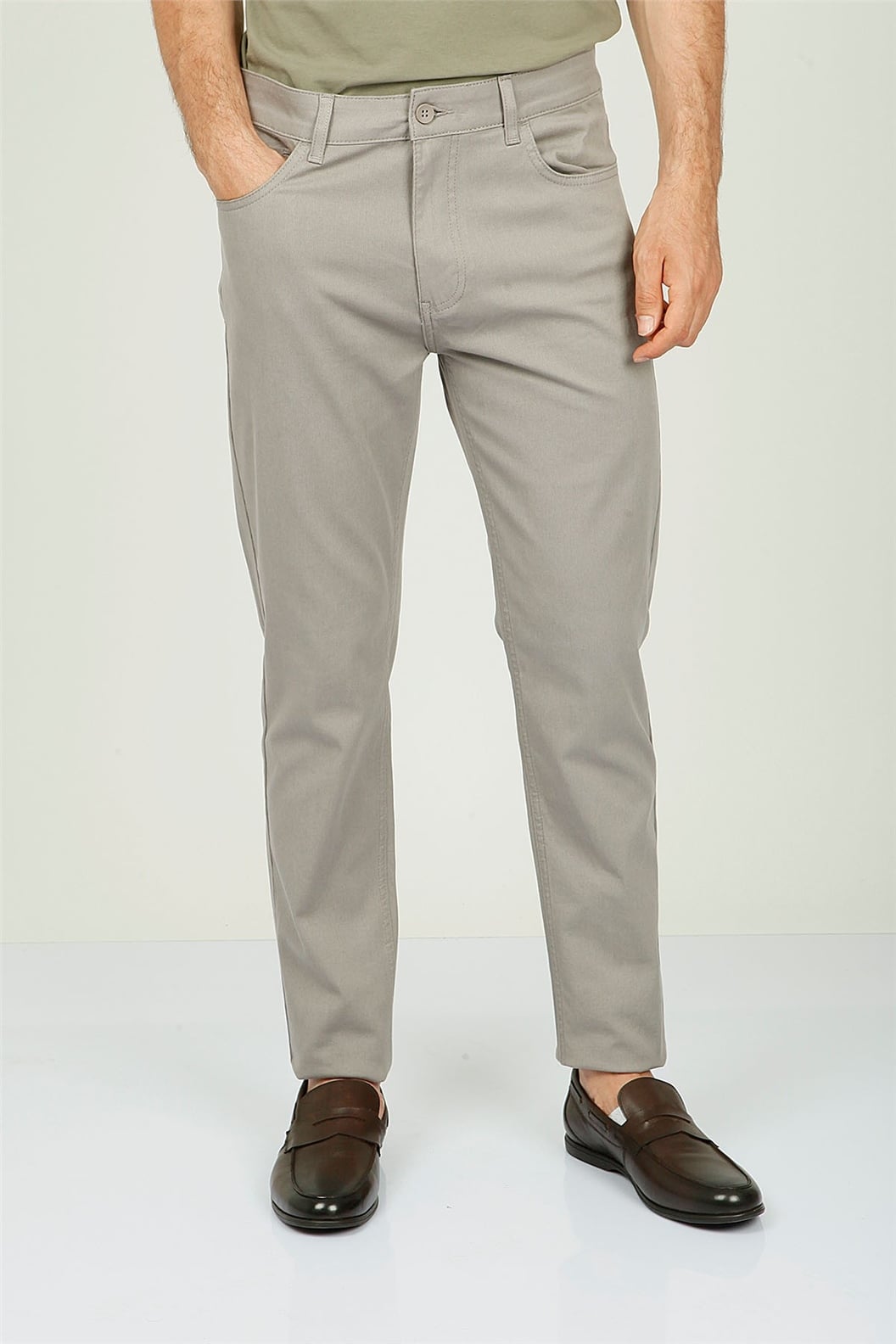 Gri Slim Fit 5 Cep Pantolon