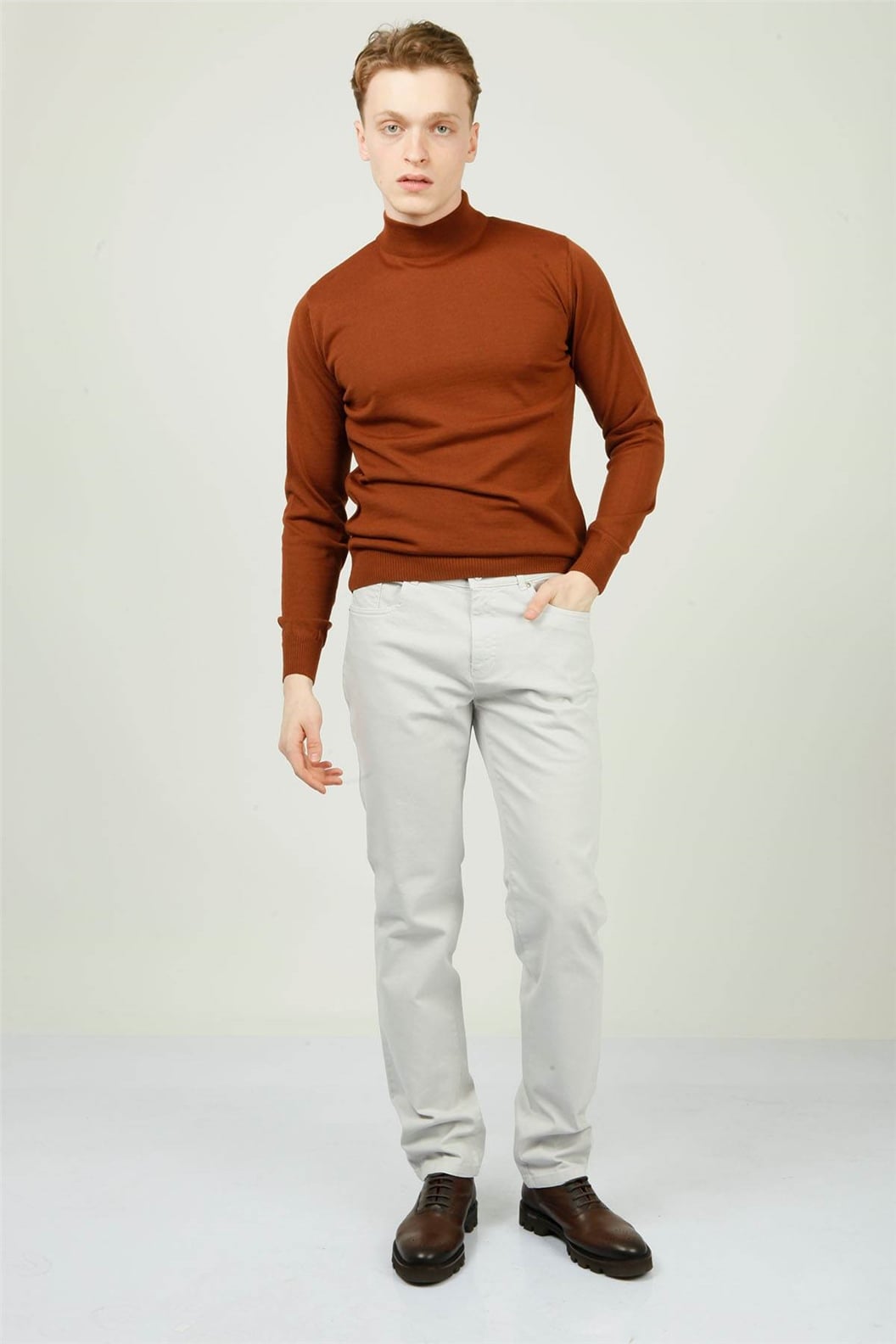 Gri Slim Fit Chino Pantolon