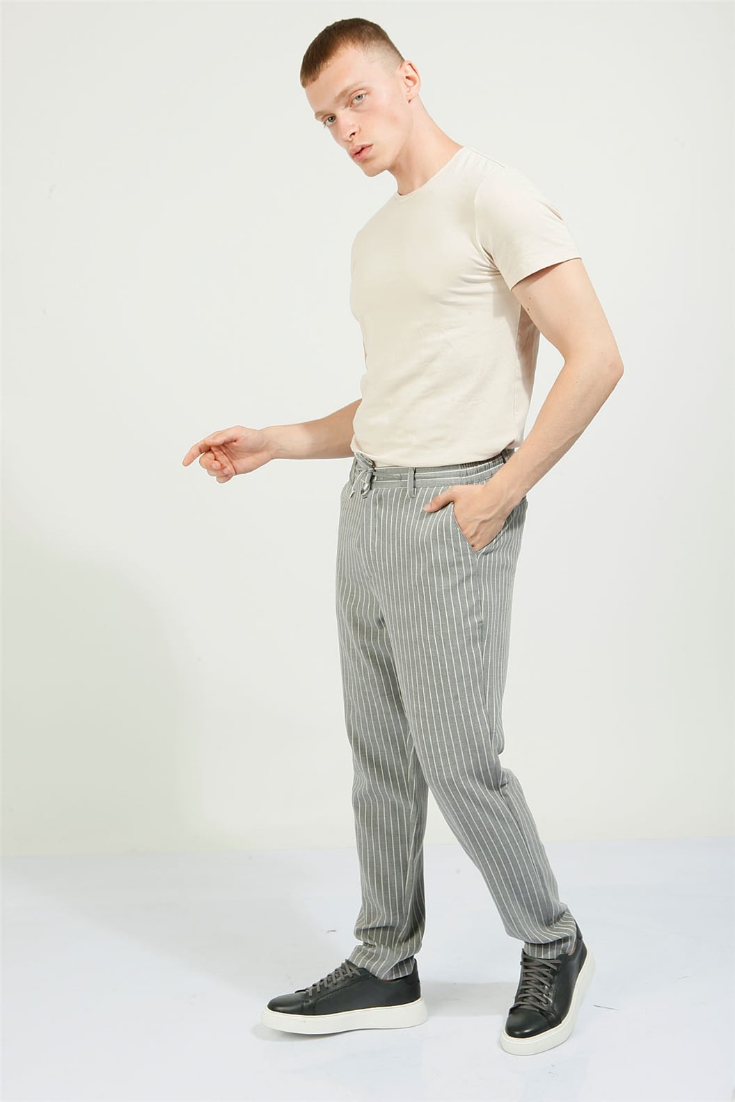 Gri Slim Fit Jogger Pantolon
