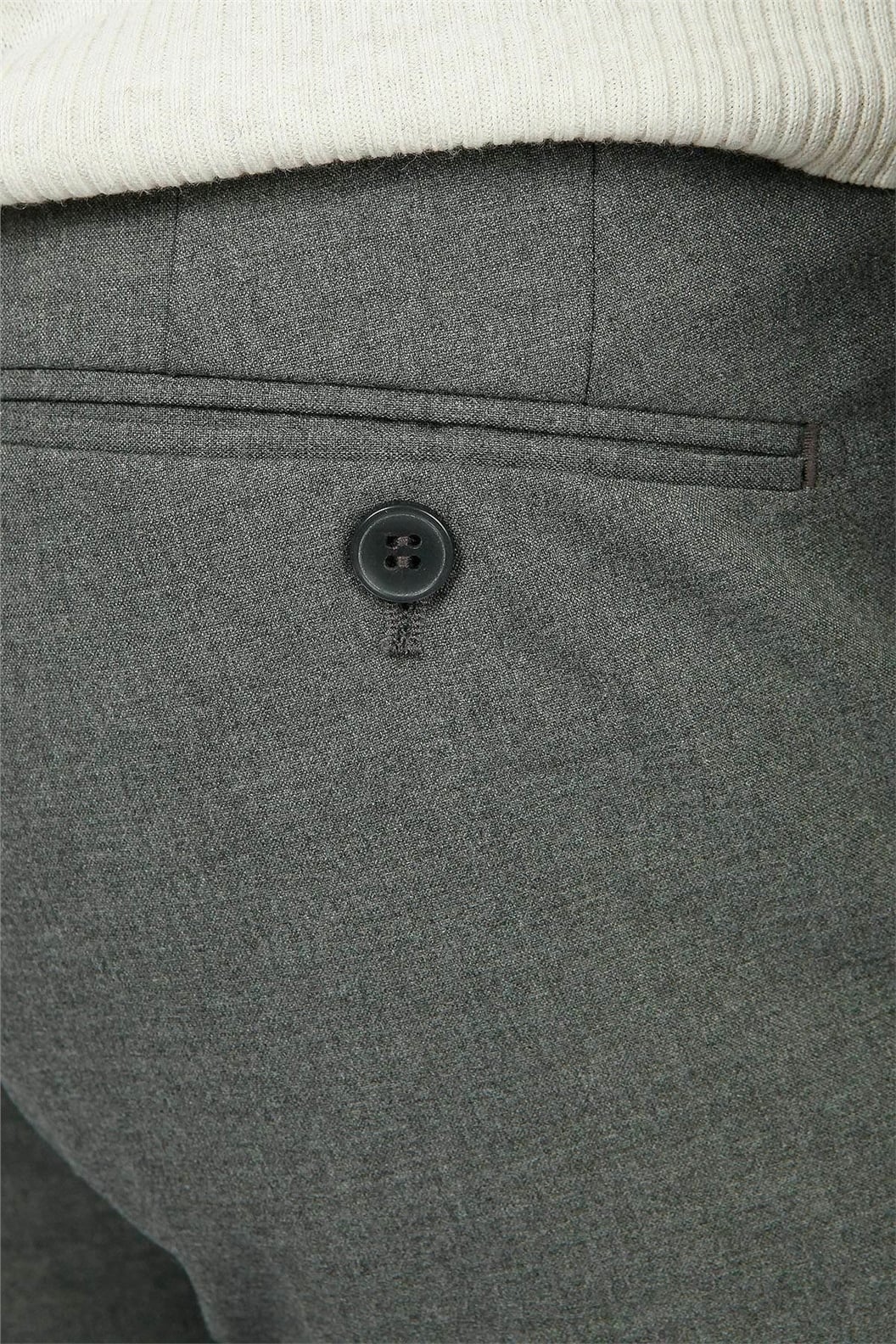 Gri Slim Fit Pilesiz Klasik Pantolon