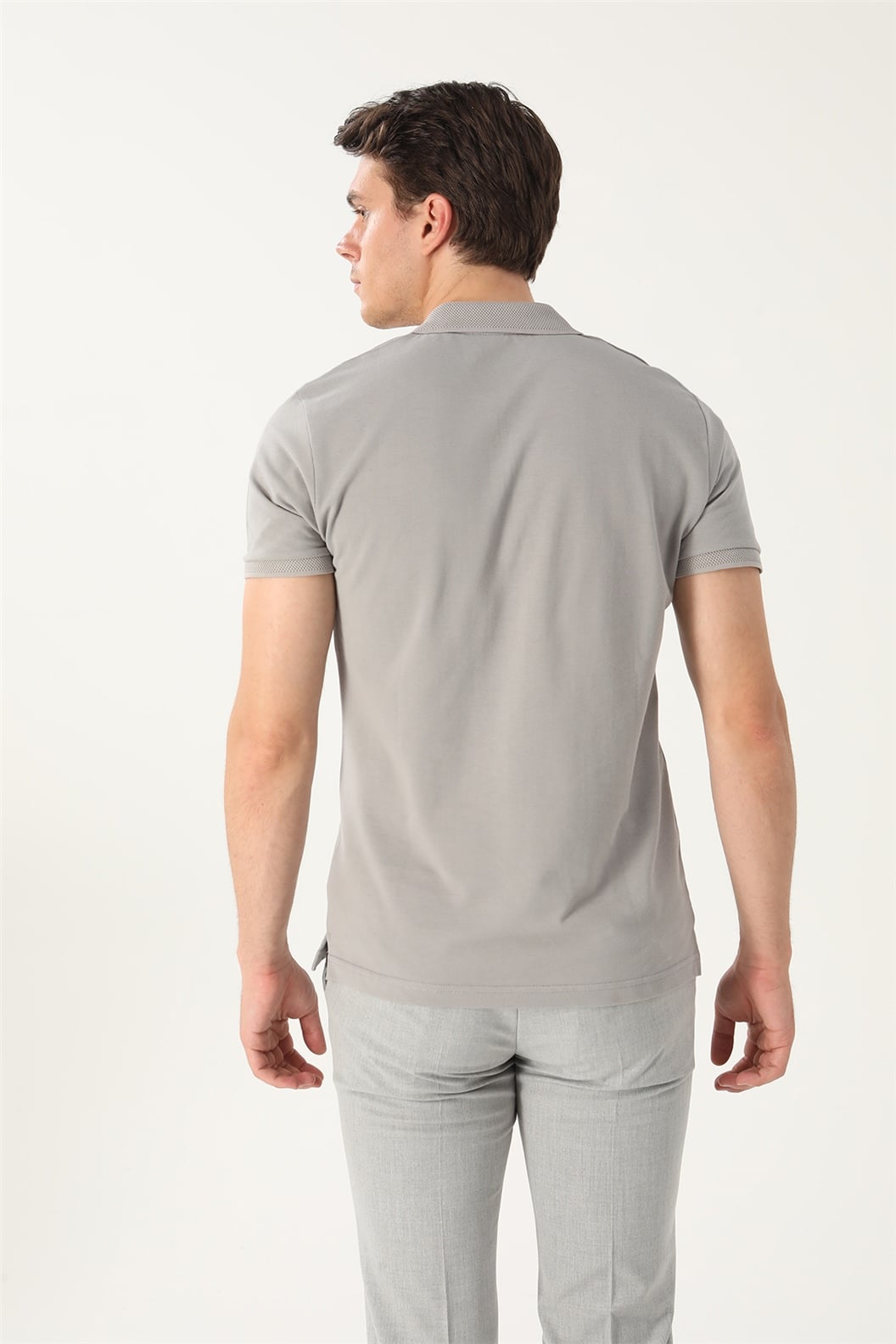 Gri Slim Fit Polo Yaka T-Shirt
