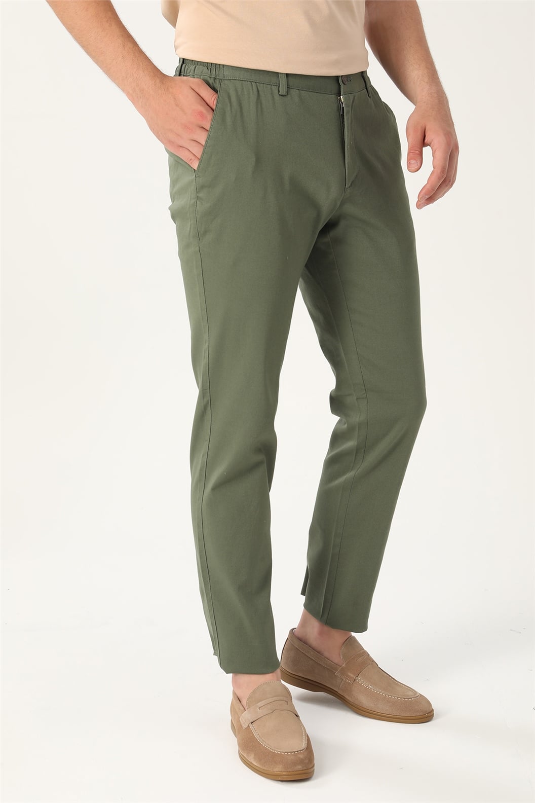 Haki Comfort Fit İtalyan Cep Chino Pantolon
