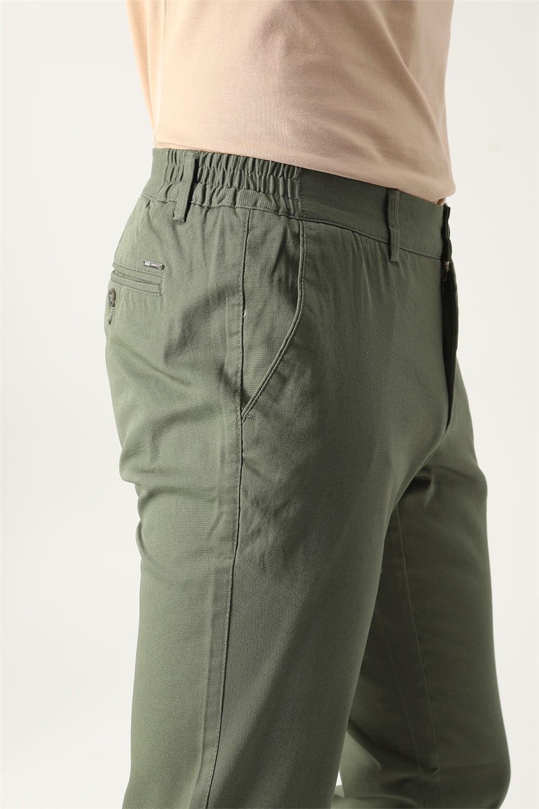 Haki Comfort Fit İtalyan Cep Chino Pantolon