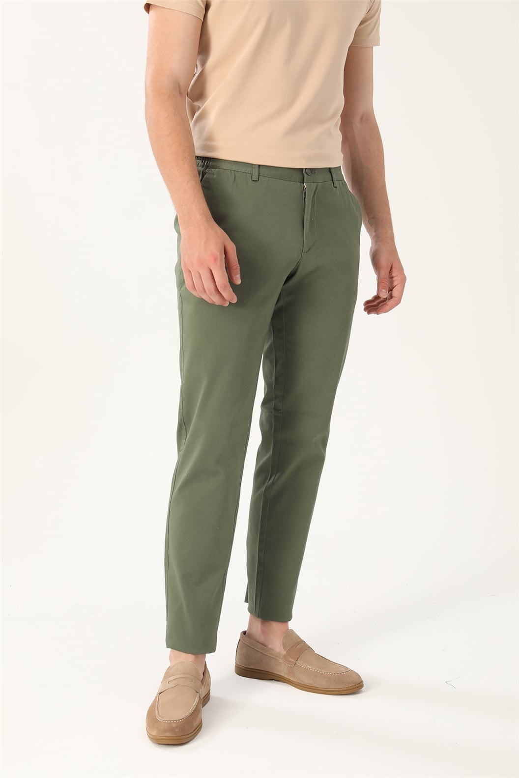 Haki Comfort Fit İtalyan Cep Chino Pantolon