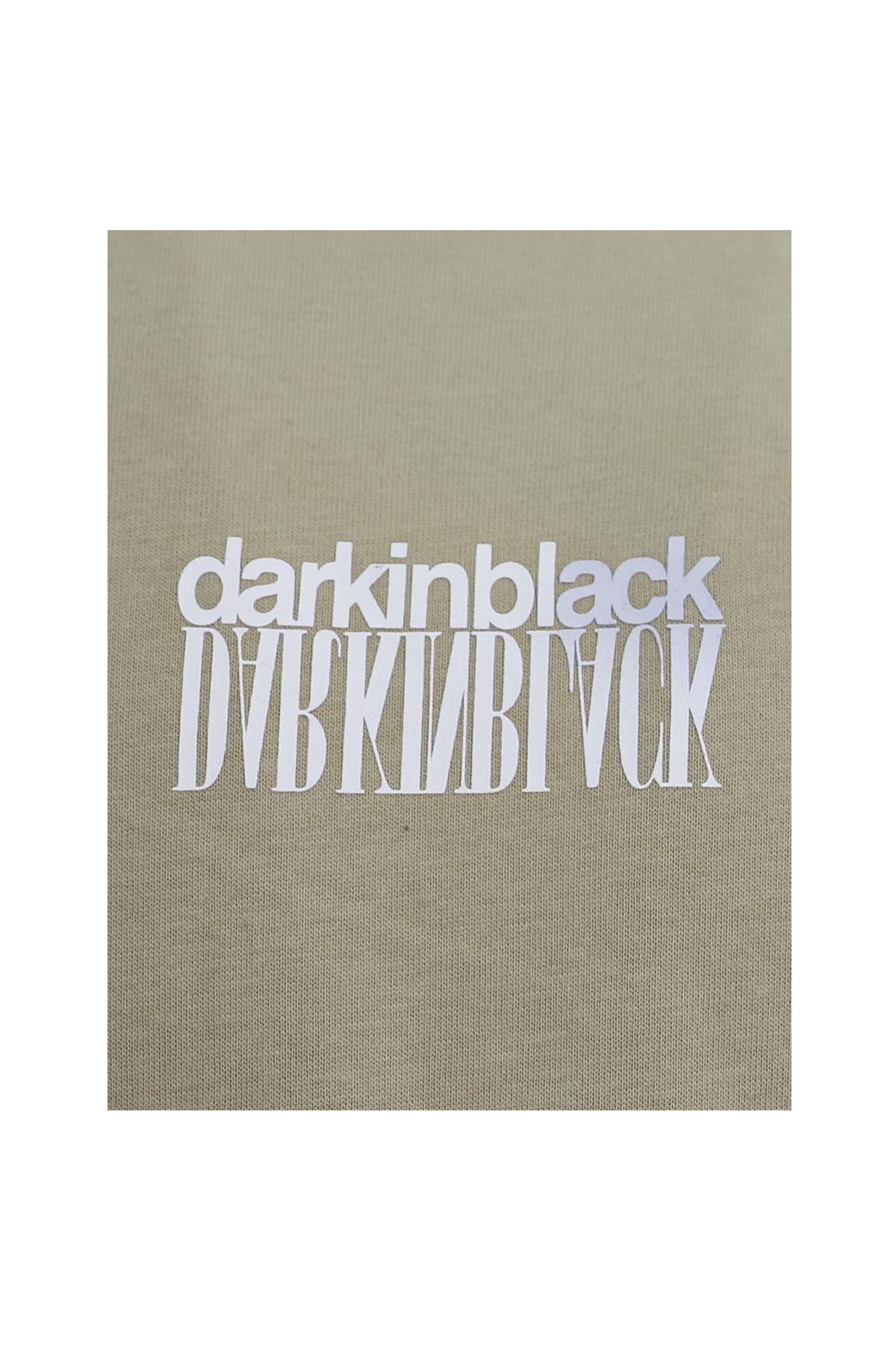 HAKİ Dark In Black Baskılı Modal Bisiklet Yaka T-shirt