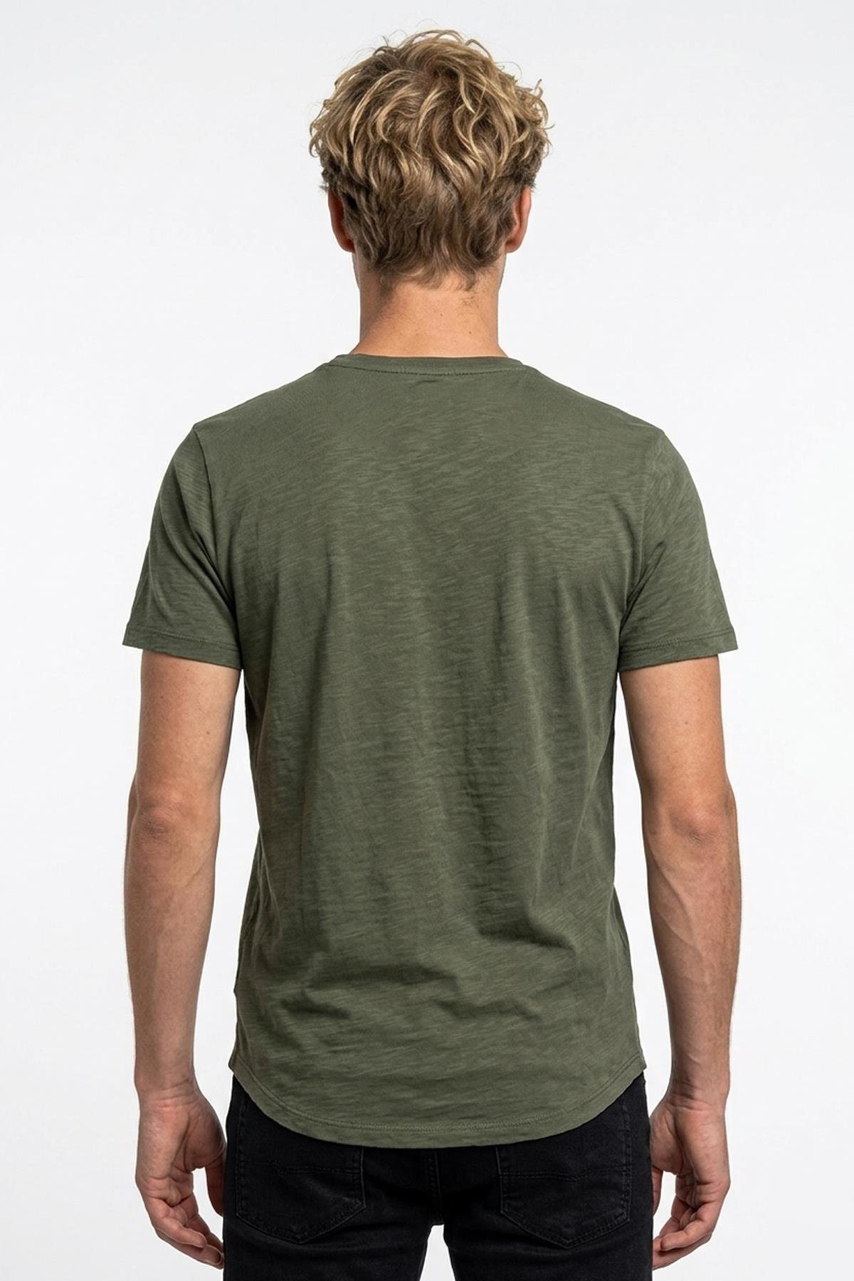 HAKİ Denim Marker Modal Bisiklet Yaka T-shirt