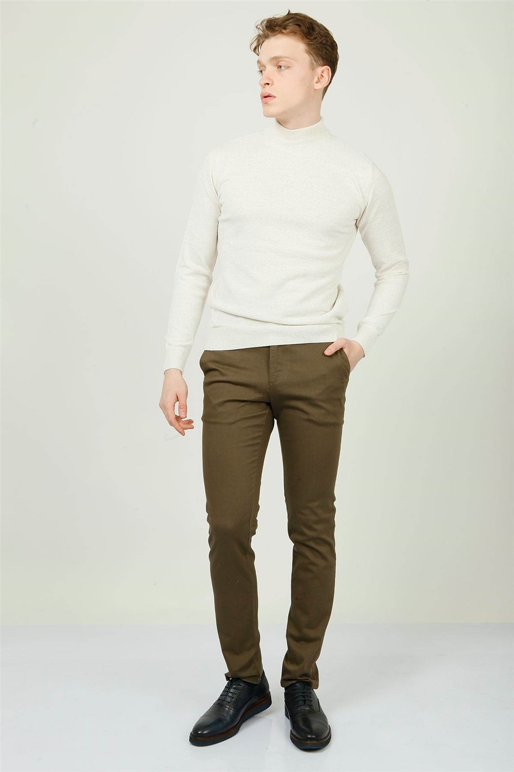 Haki Slim Fit Chino Pantolon