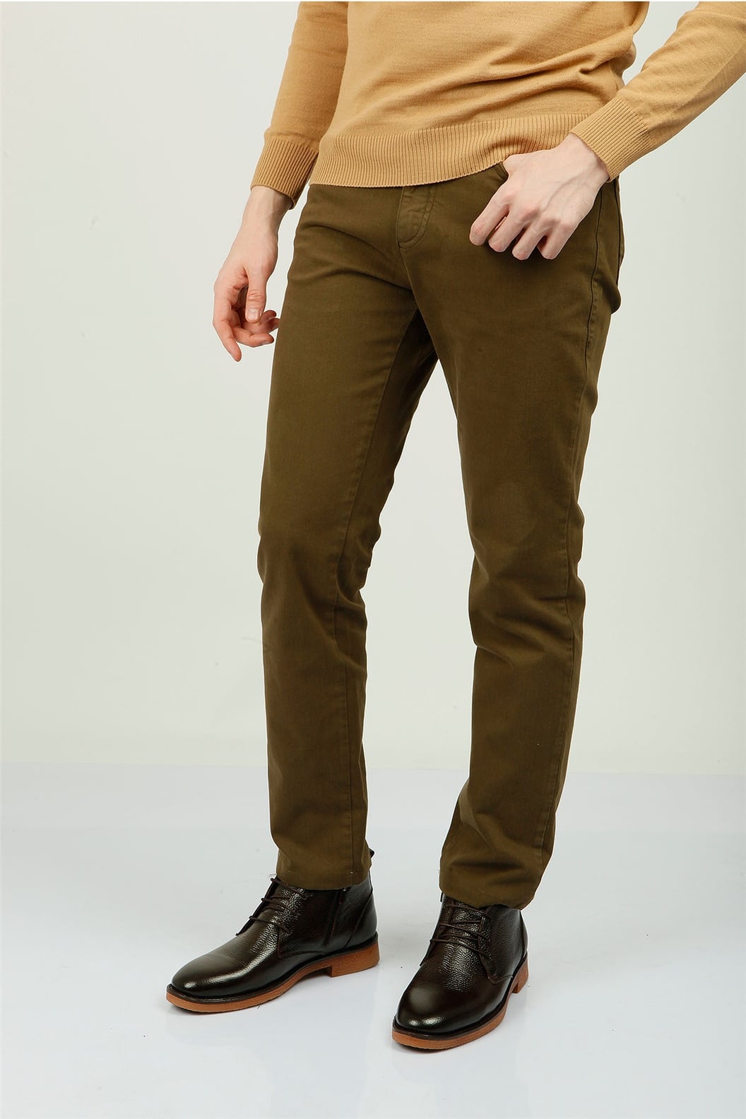 Haki Slim Fit Chino Pantolon