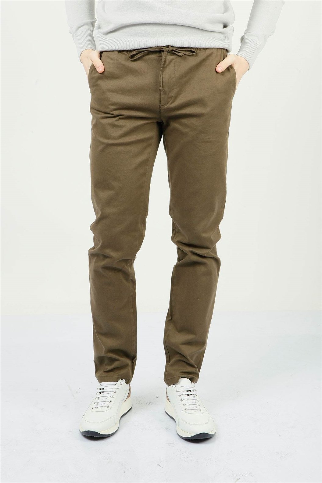 Haki Slim Fit Lastikli Pantolon