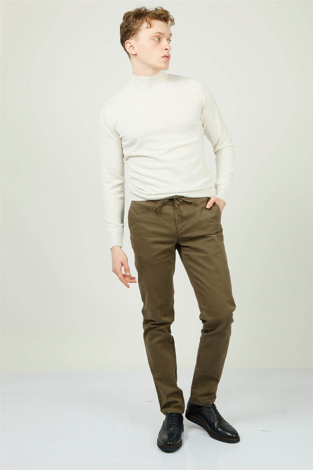 Haki Slim Fit Lastikli Pantolon