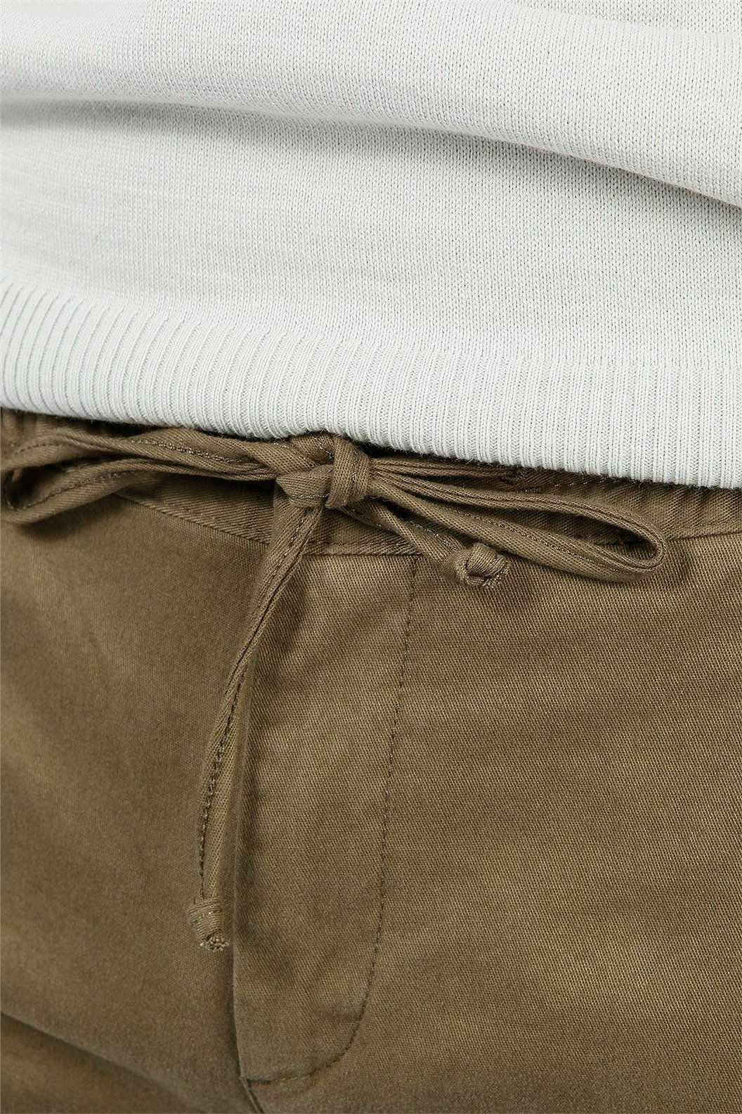 Haki Slim Fit Lastikli Pantolon