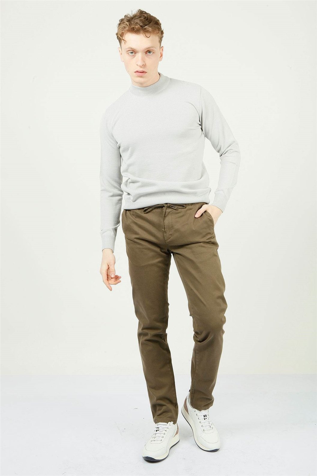 Haki Slim Fit Lastikli Pantolon