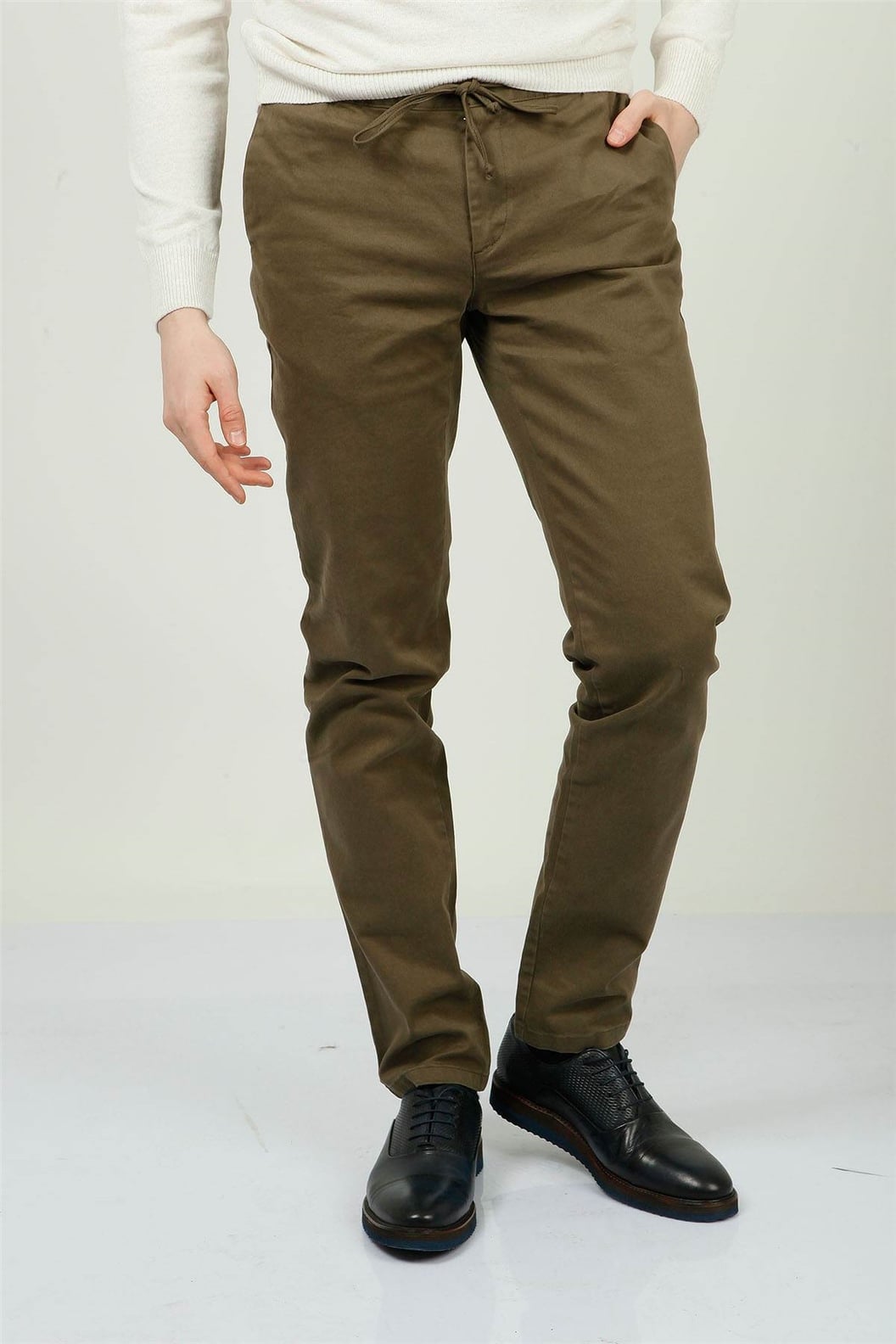 Haki Slim Fit Lastikli Pantolon