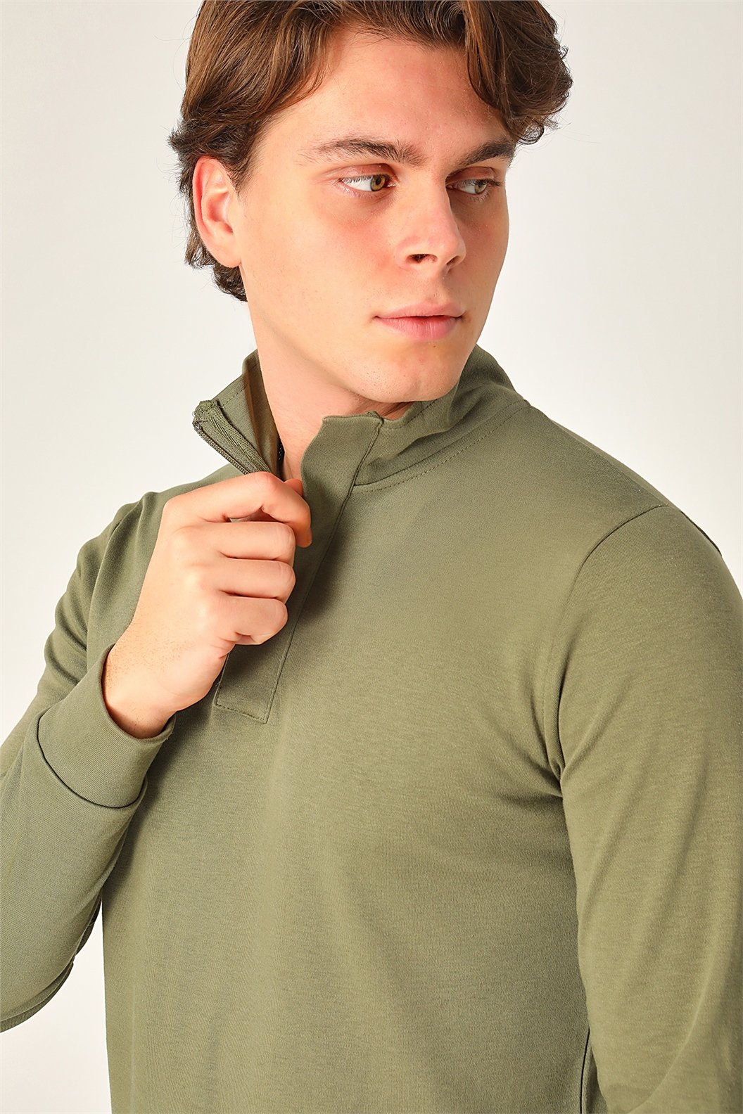 Haki Slim Fit Sweatshirt