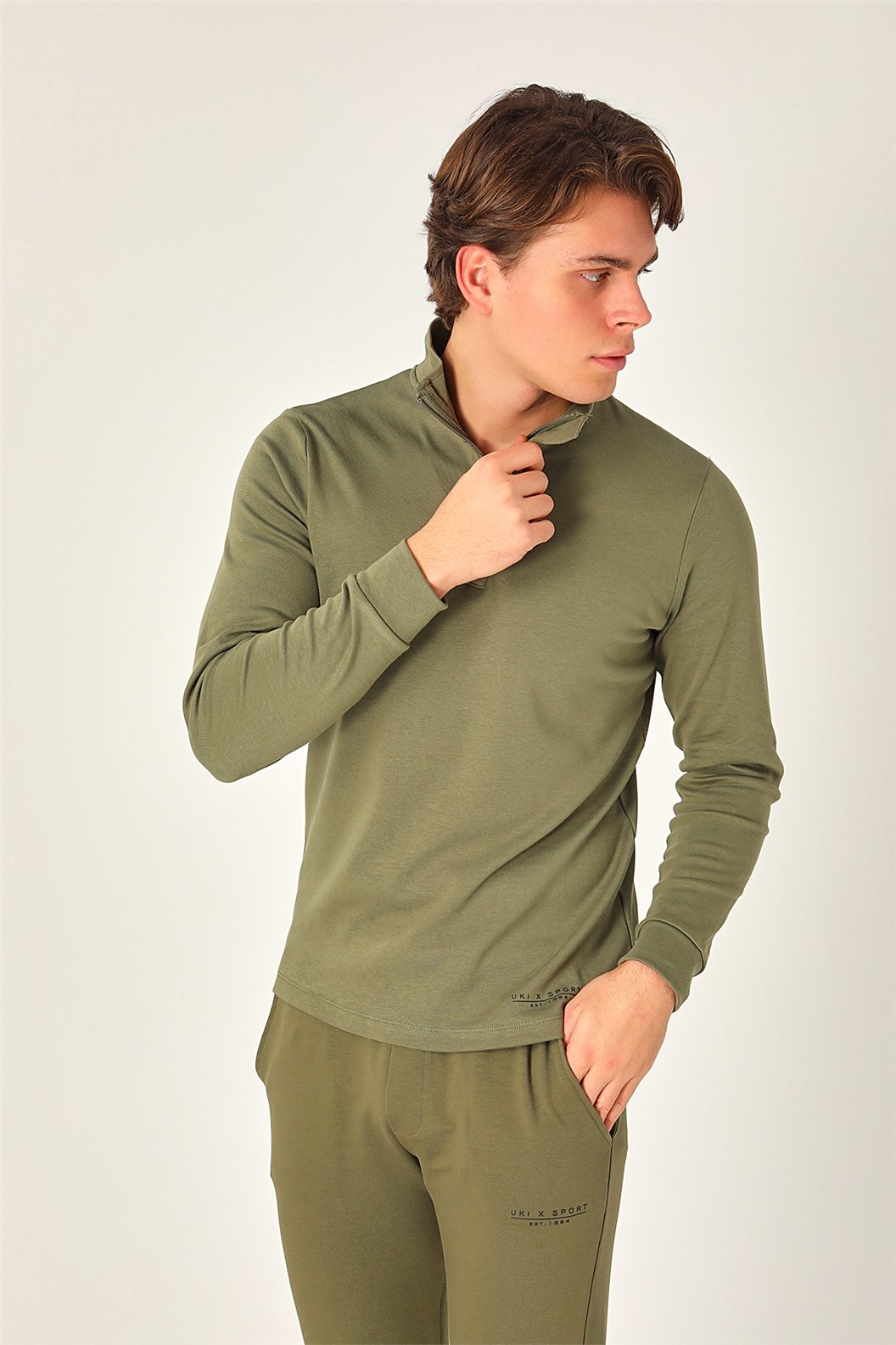 Haki Slim Fit Sweatshirt