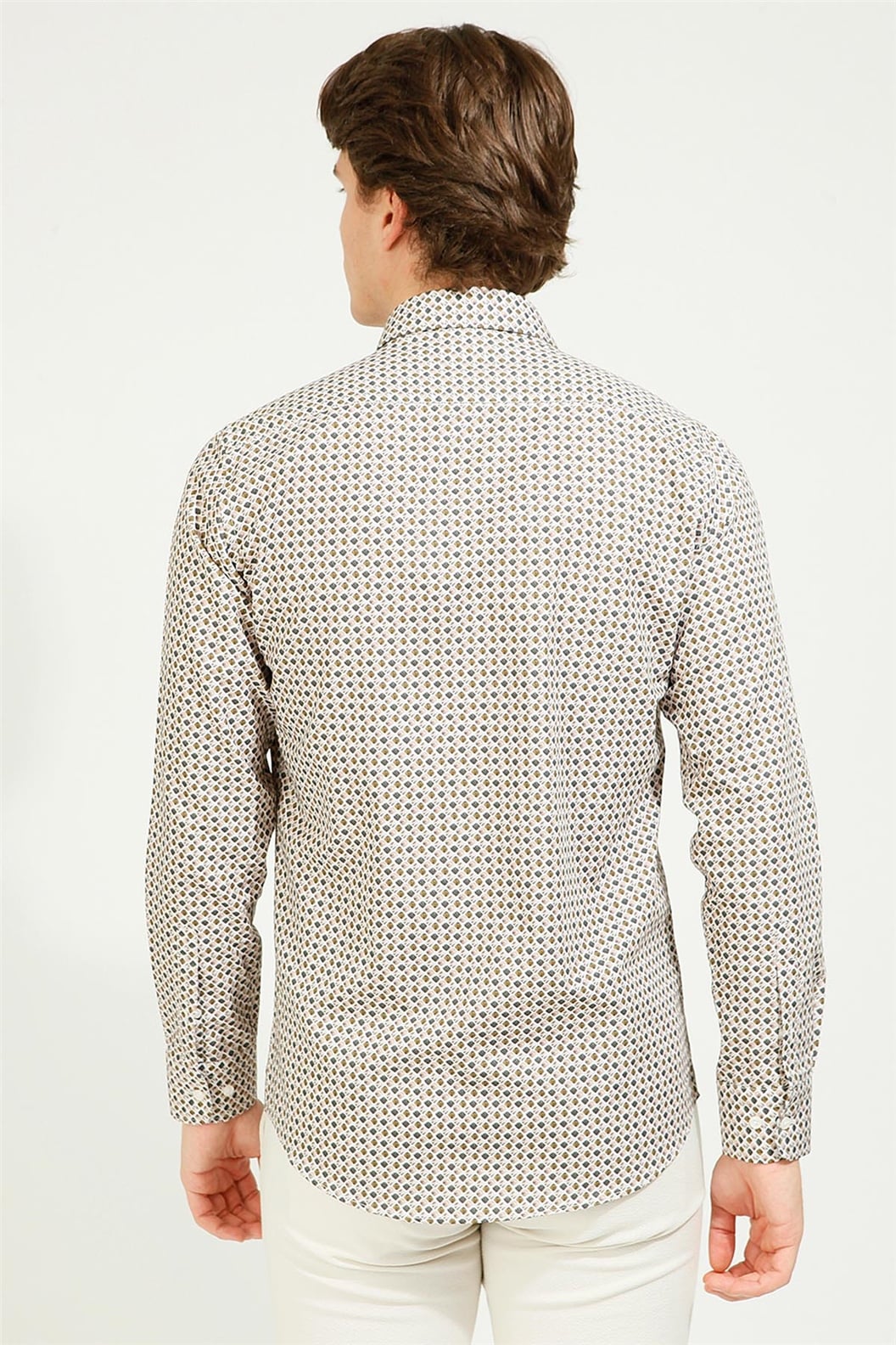 Haki Slim Fit Uzun Kol Gömlek