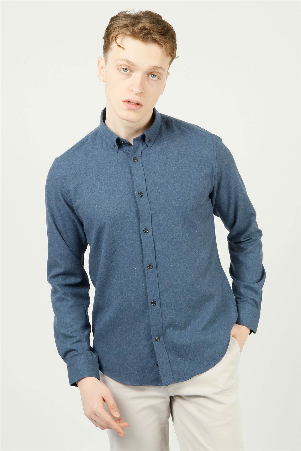 İndigo Comfort Fit Uzun Kol Gömlek