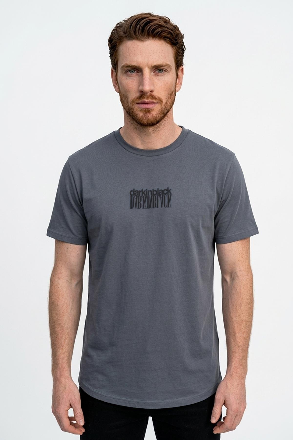 İNDİGO Dark In Black Baskılı Modal Bisiklet Yaka T-shirt
