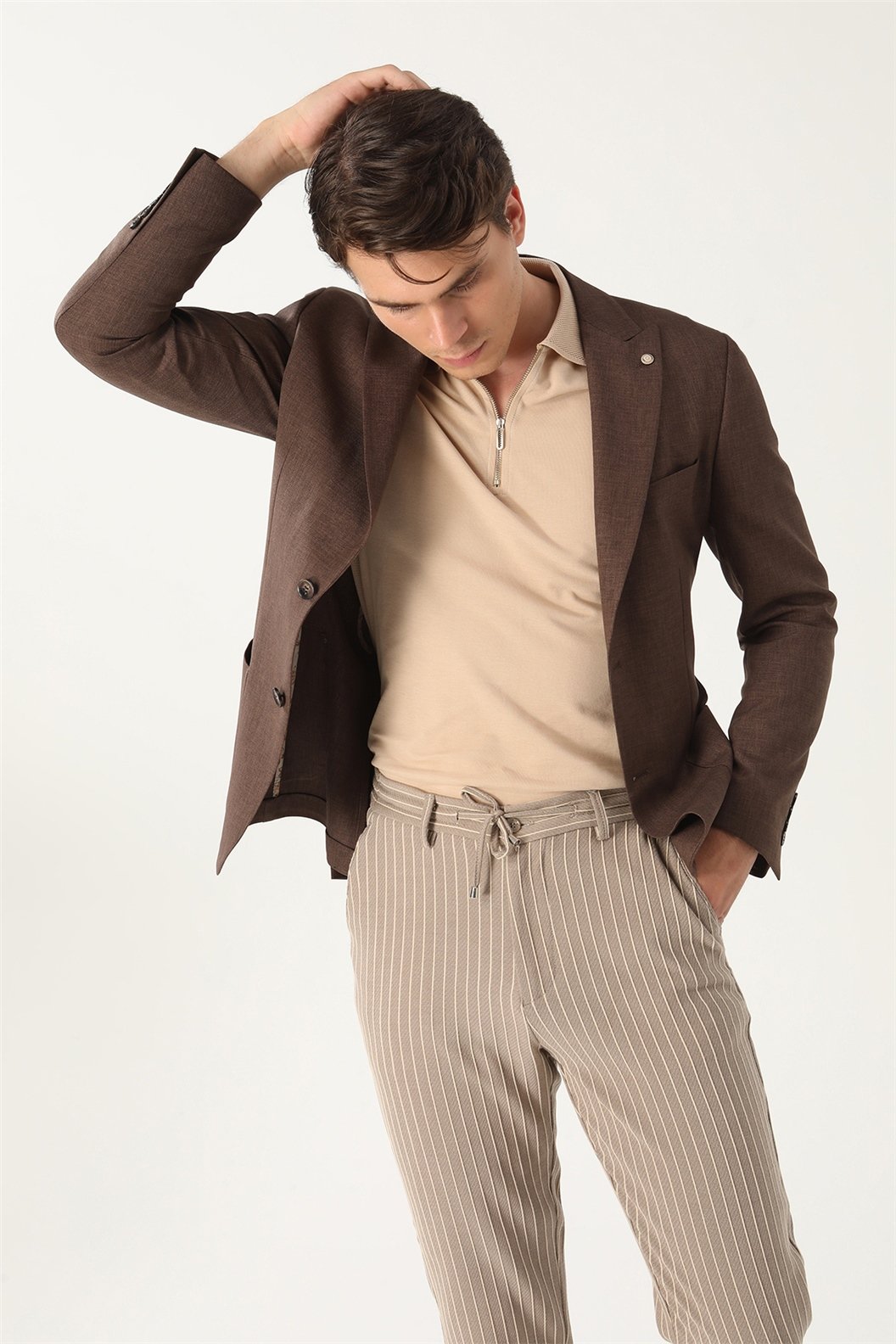 Kahve Comfort Fit 6 Drop Ceket