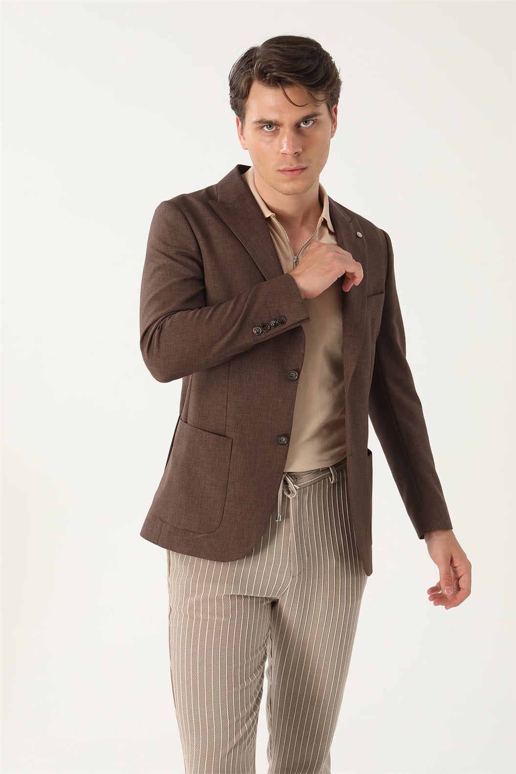 Kahve Comfort Fit 6 Drop Ceket