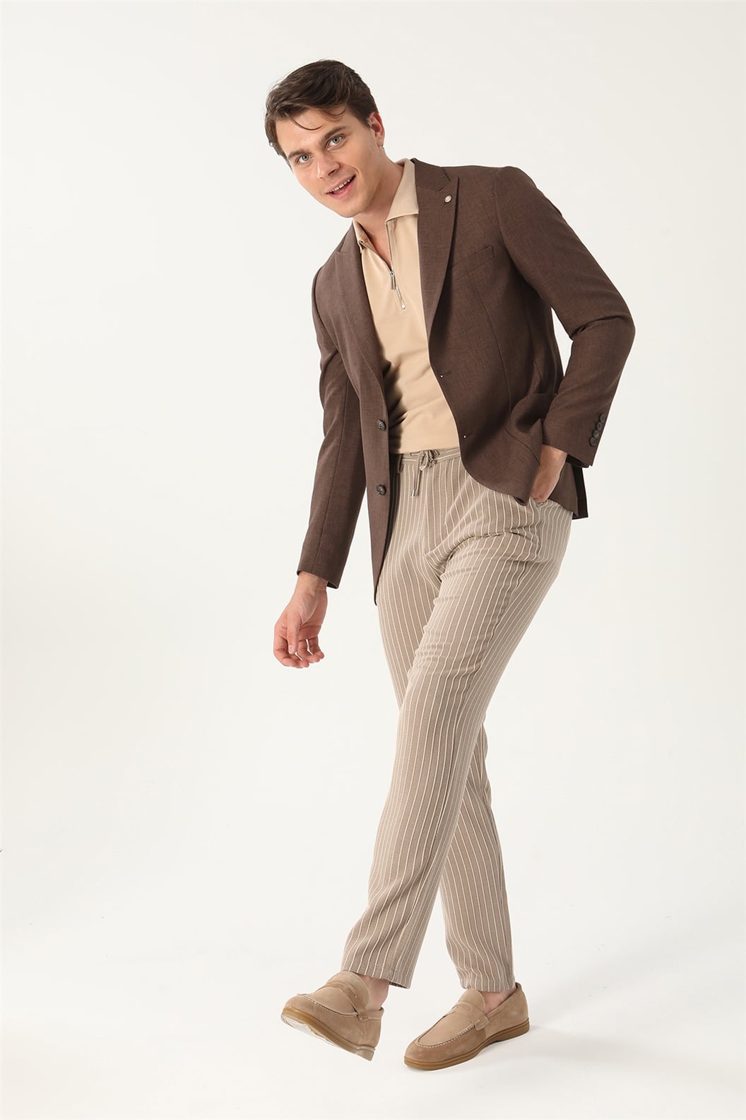 Kahve Comfort Fit 6 Drop Ceket