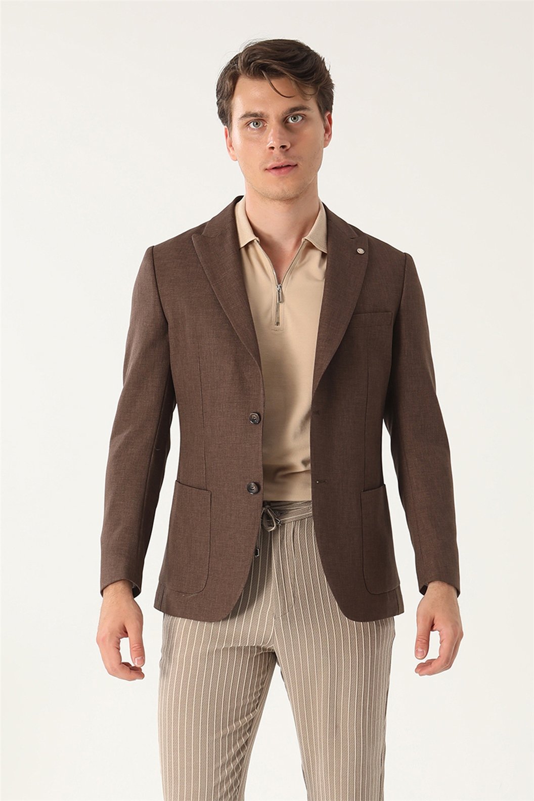 Kahve Comfort Fit 6 Drop Ceket