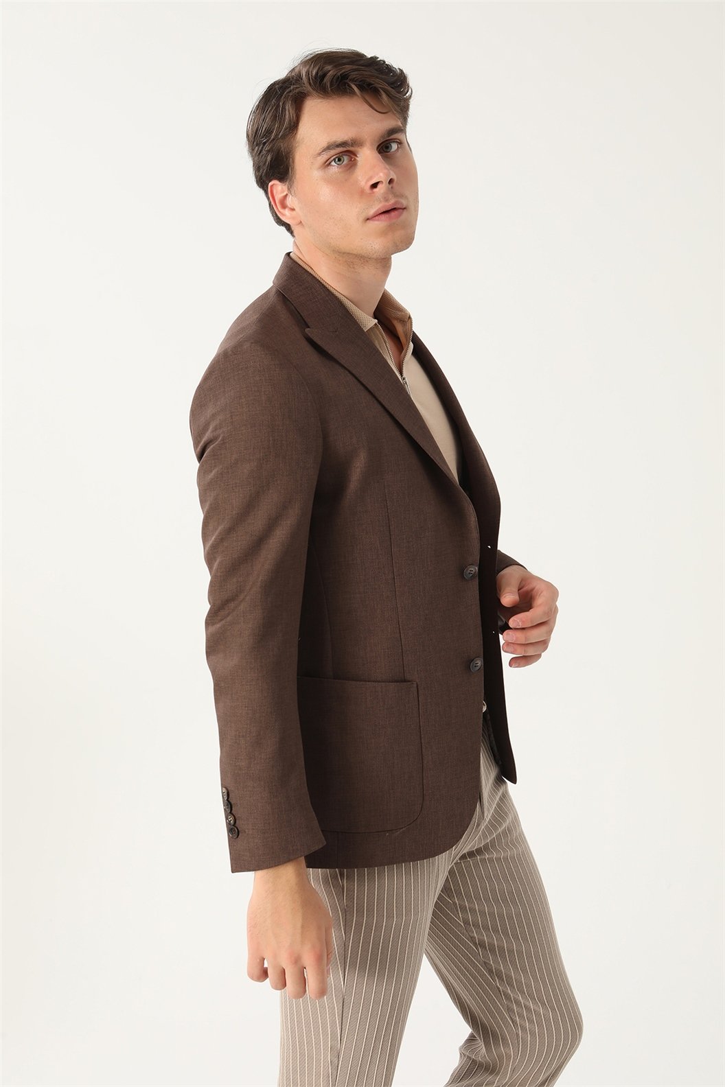 Kahve Comfort Fit 6 Drop Ceket