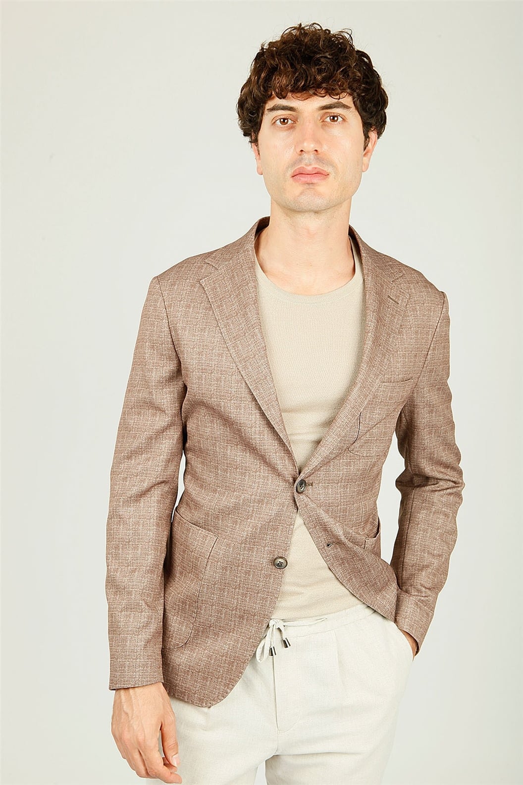 Kahve Comfort Fit Soft 6 Drop Ceket