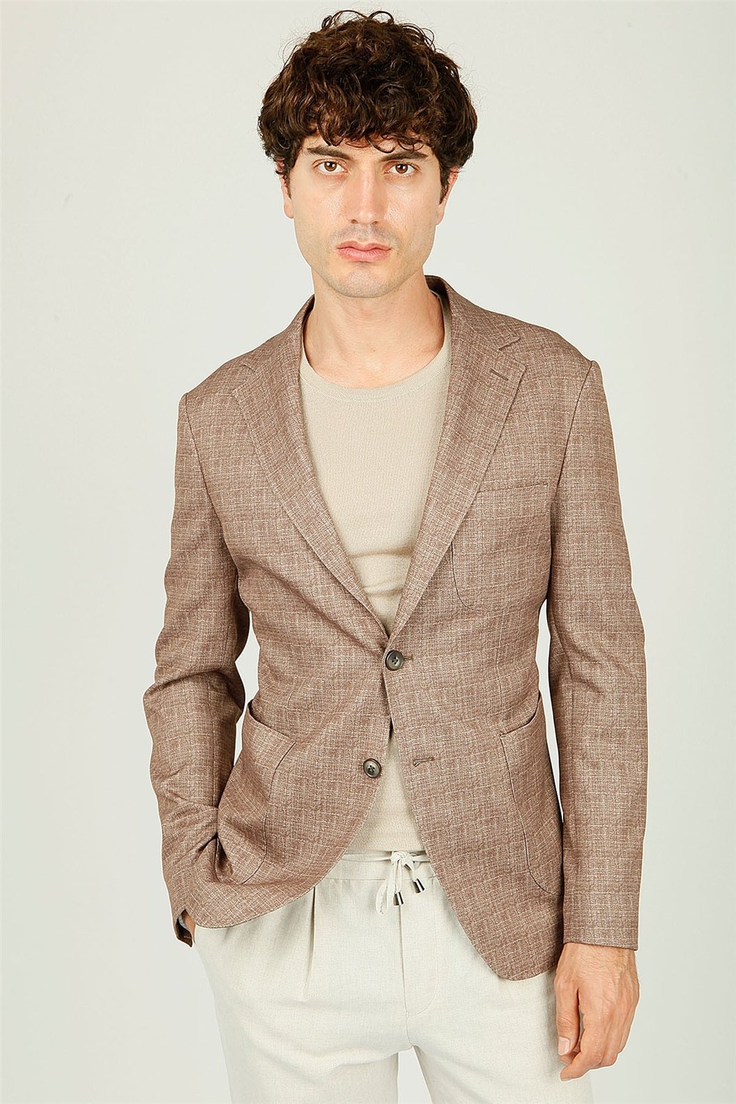 Kahve Comfort Fit Soft 6 Drop Ceket