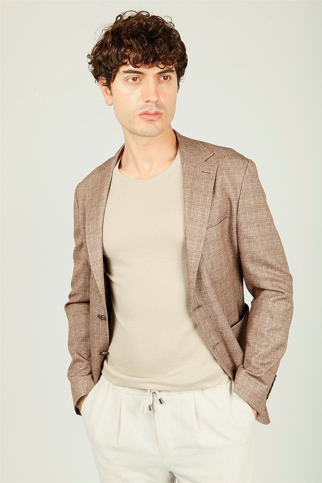 Kahve Comfort Fit Soft 6 Drop Ceket