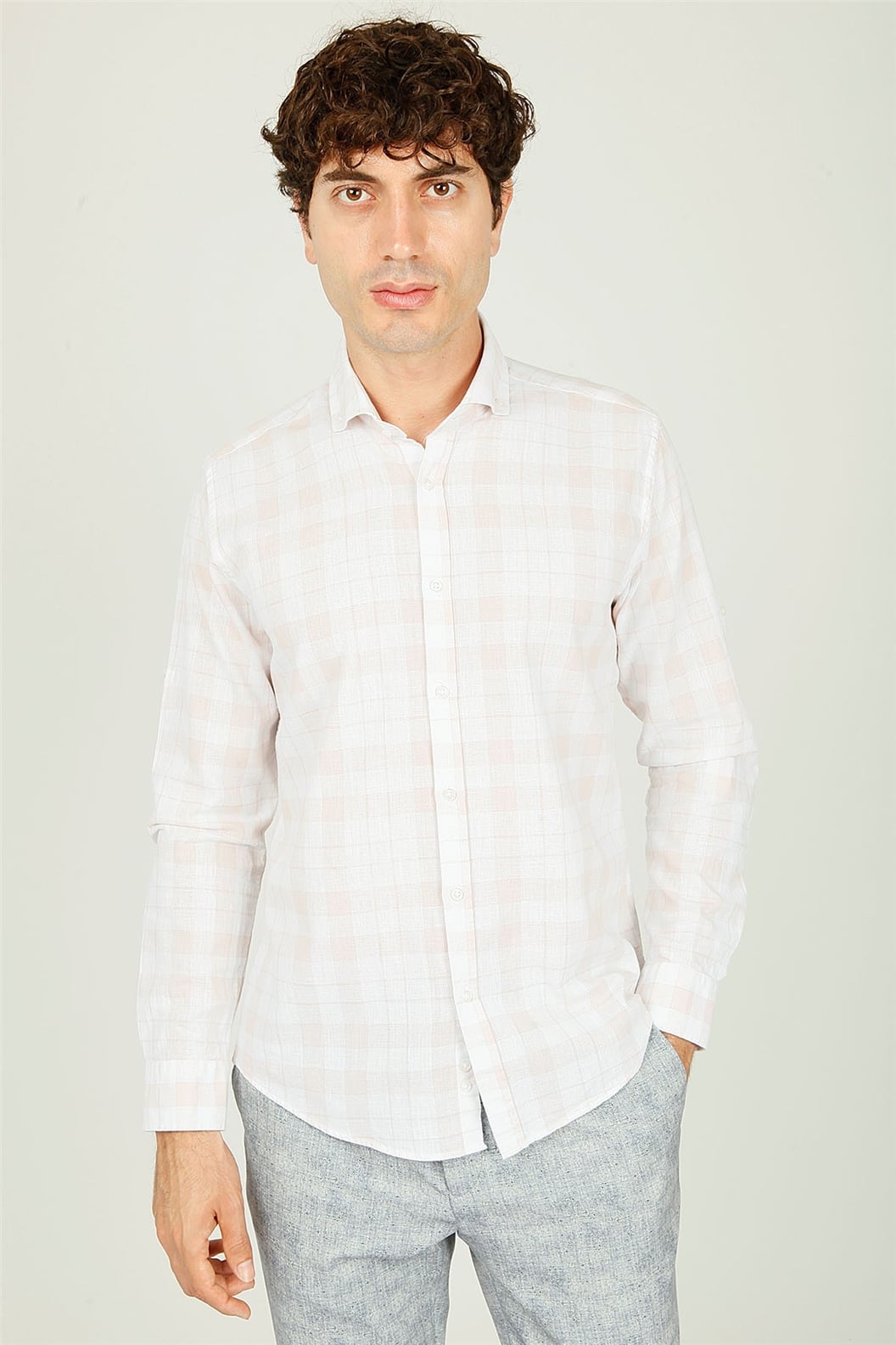 Kahve Comfort Fit Uzun Kol Gömlek