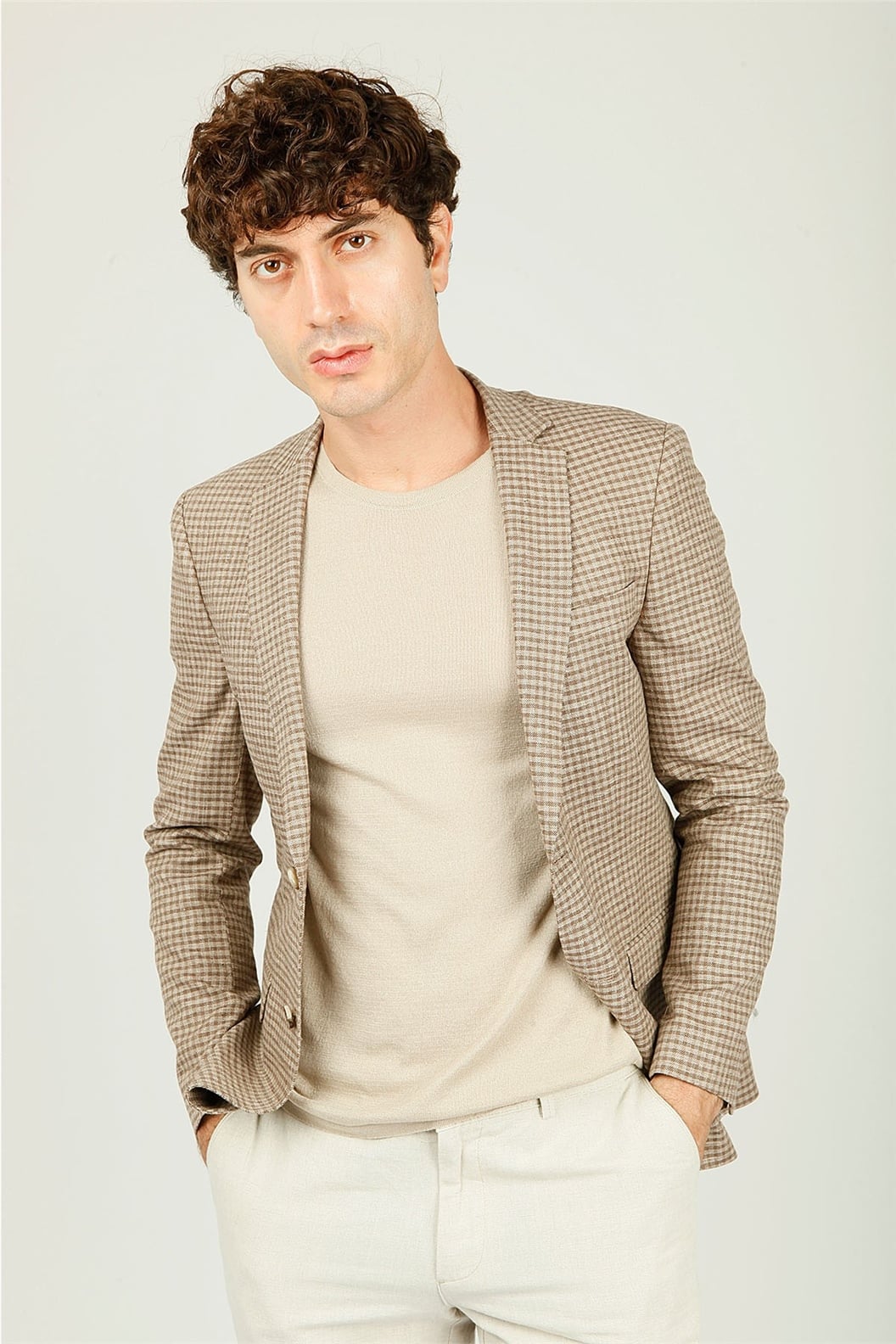 Kahve Slim Fit 6 Drop Ceket