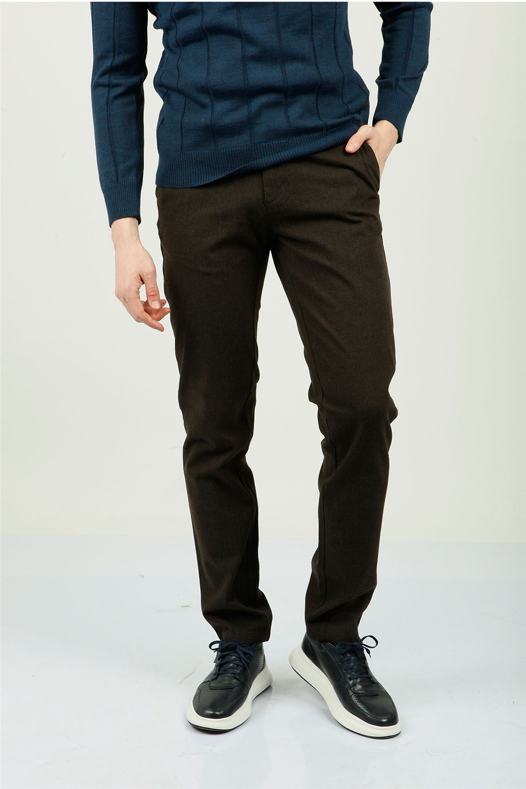 Kahve Slim Fit Lastikli Pantolon