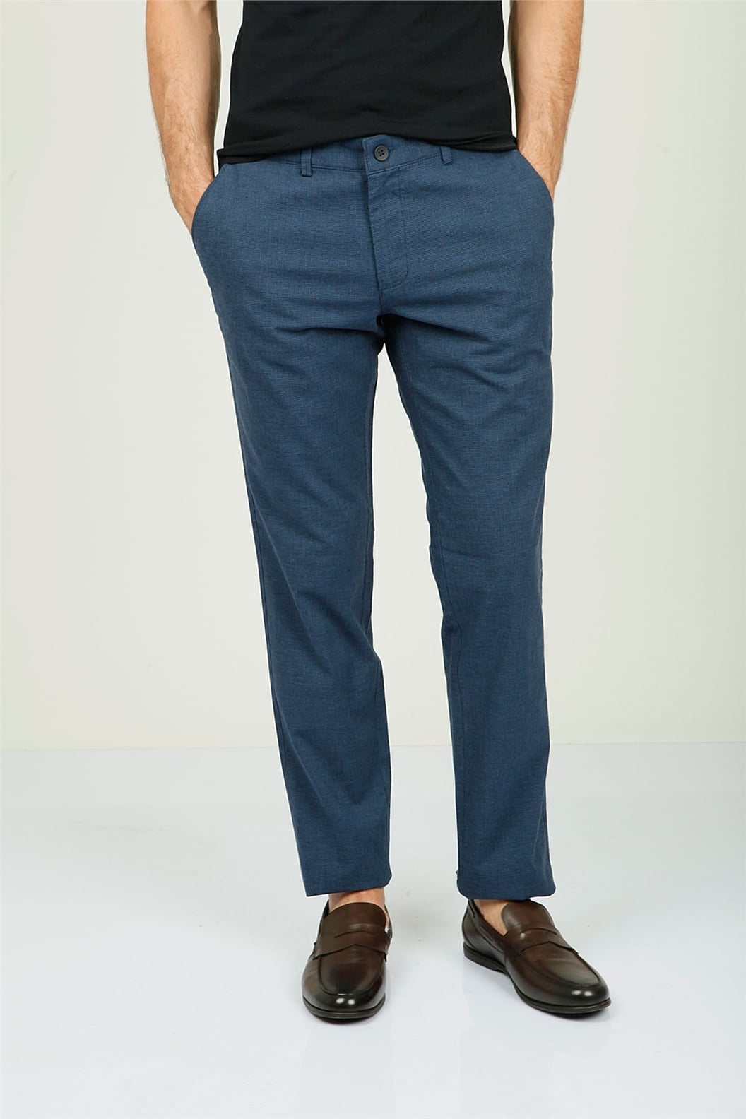 Koyu Lacivert Comfort Fit Chino Pantolon