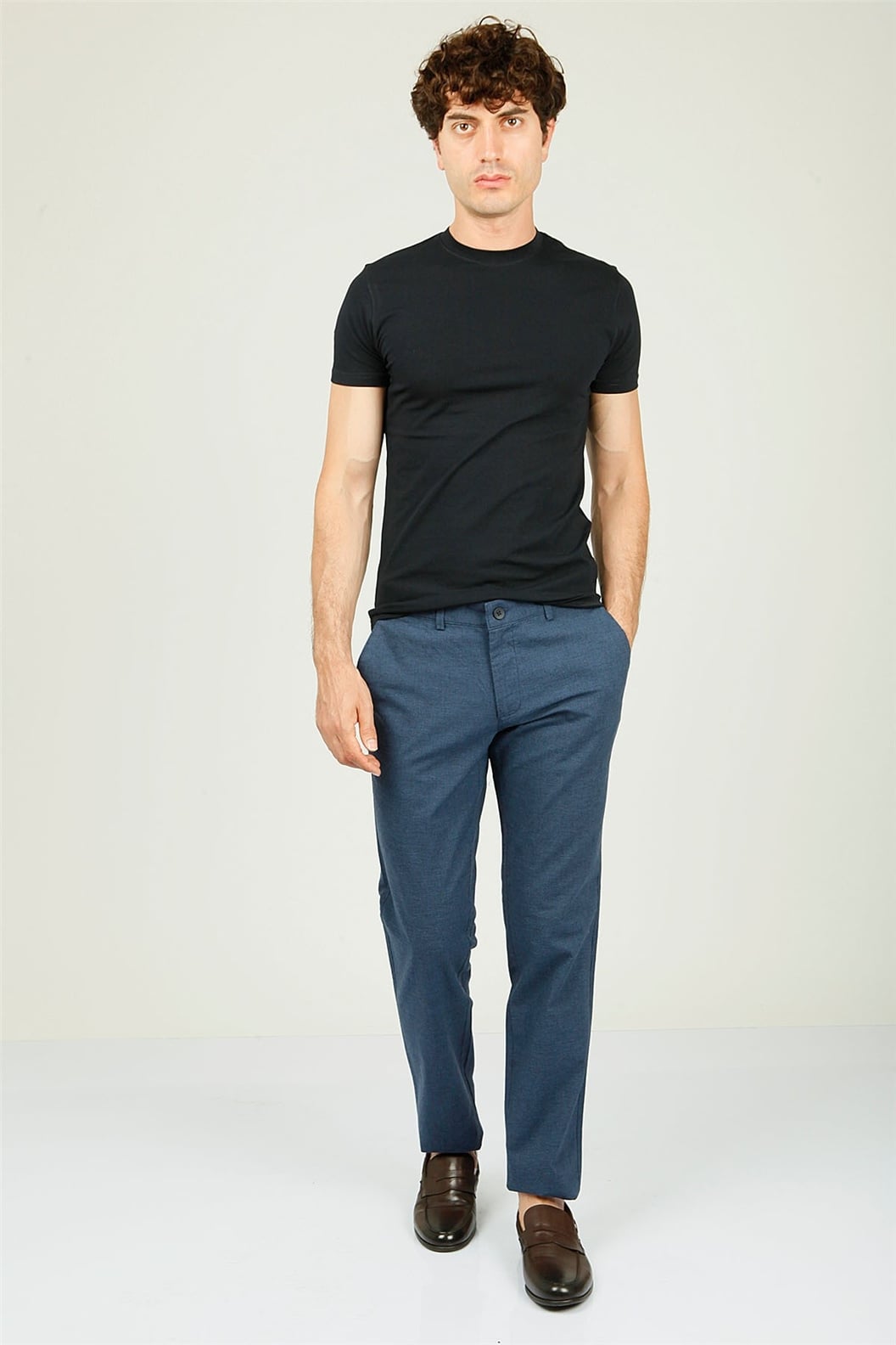 Koyu Lacivert Comfort Fit Chino Pantolon