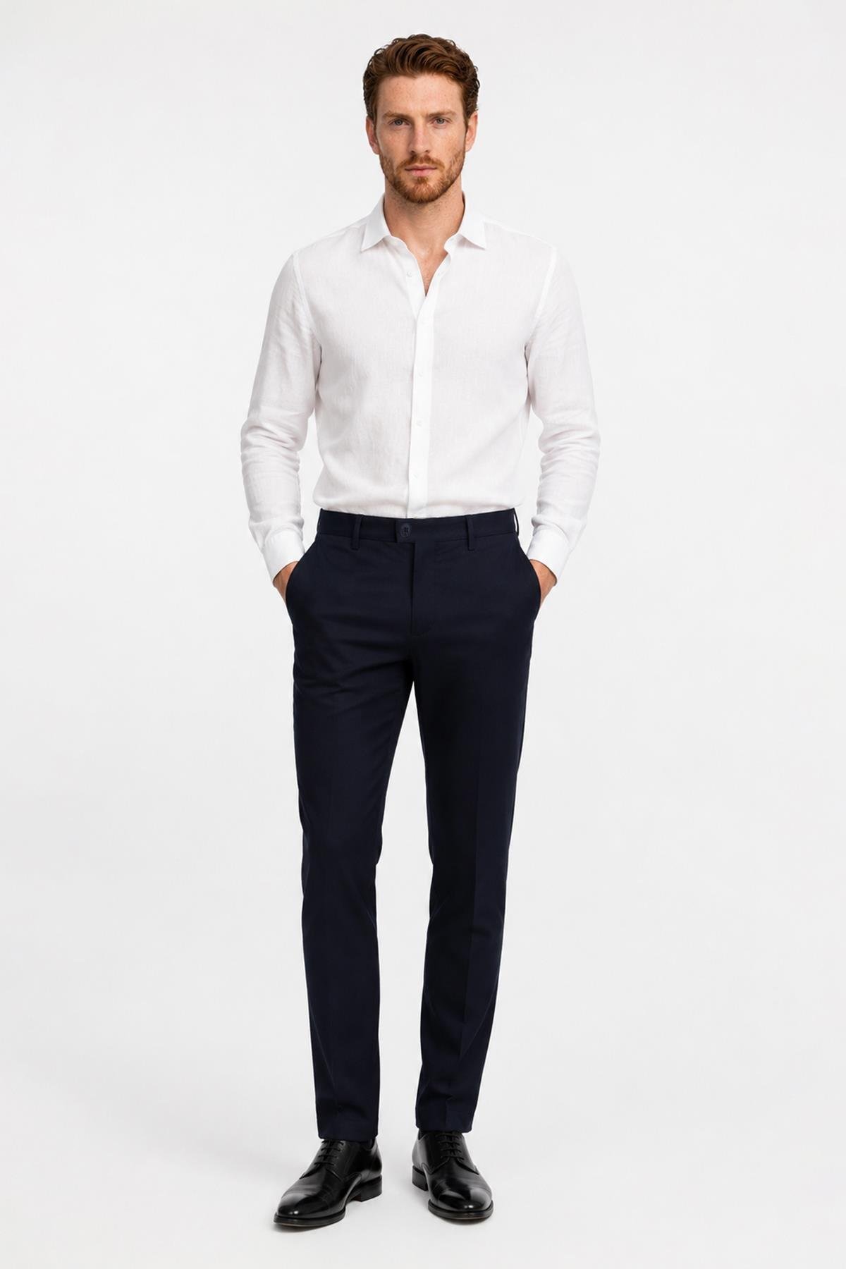 Koyu Lacivert Comfort Fit Chino Pantolon