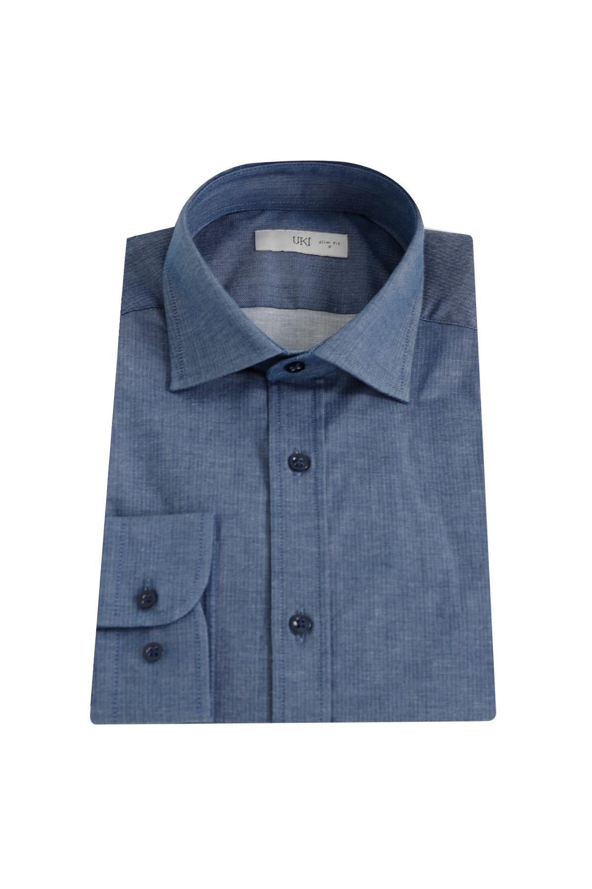 Koyu Mavi Slim Fit Uzun Kol Gömlek