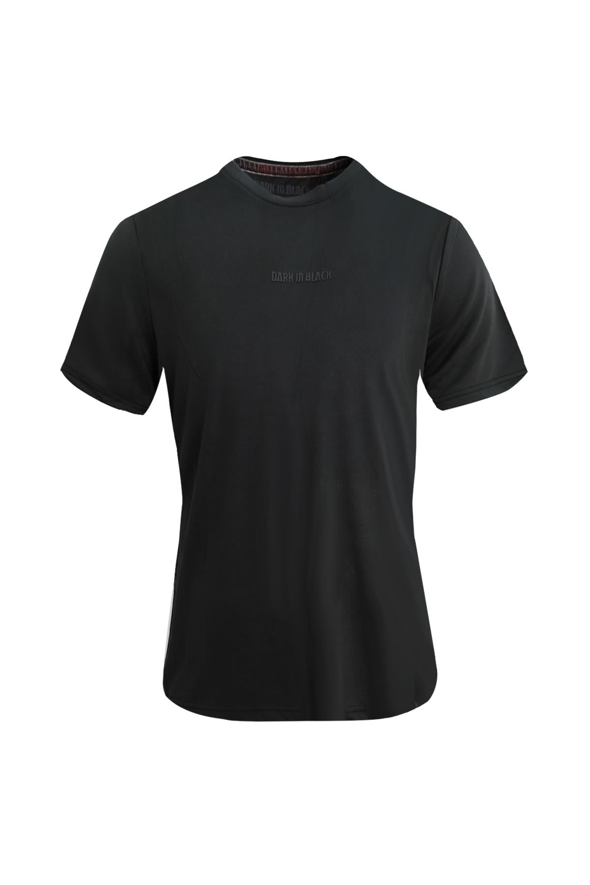 KOYU YEŞİL Dark In Black Modal Bisiklet Yaka T-shirt