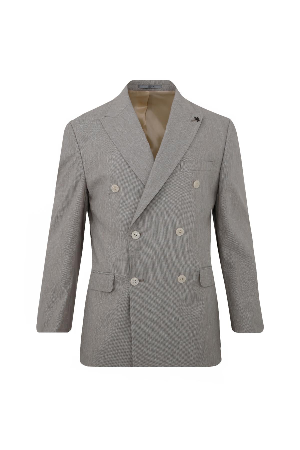 KREM Comfort Fit 6 Drop Kruvaze Takım Elbise