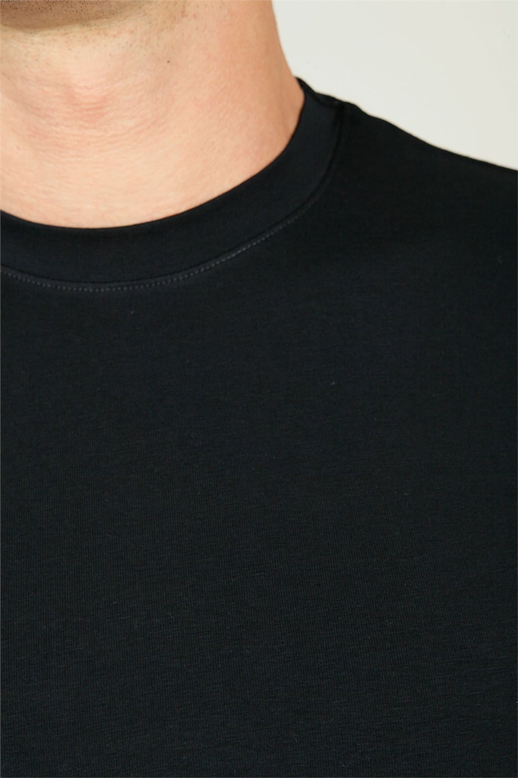 Lacivert Bisiklet Yaka Basic Slim Fit T-shirt