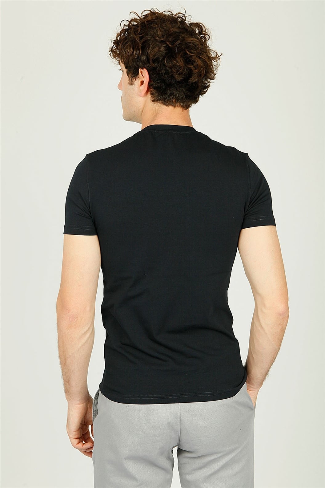 Lacivert Bisiklet Yaka Basic Slim Fit T-shirt