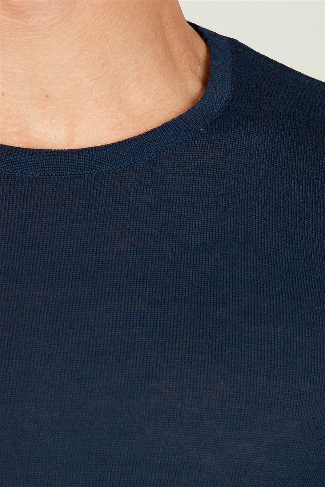Lacivert Bisiklet Yaka Comfort Fit Triko T-shirt