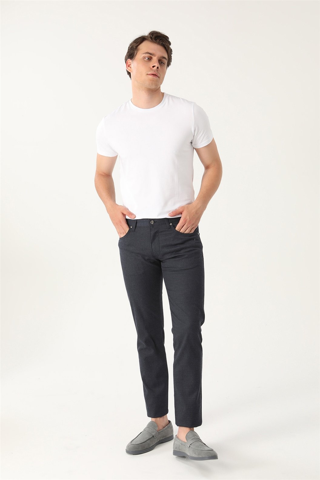 Lacivert Comfort Fit 5 Cep Pantolon